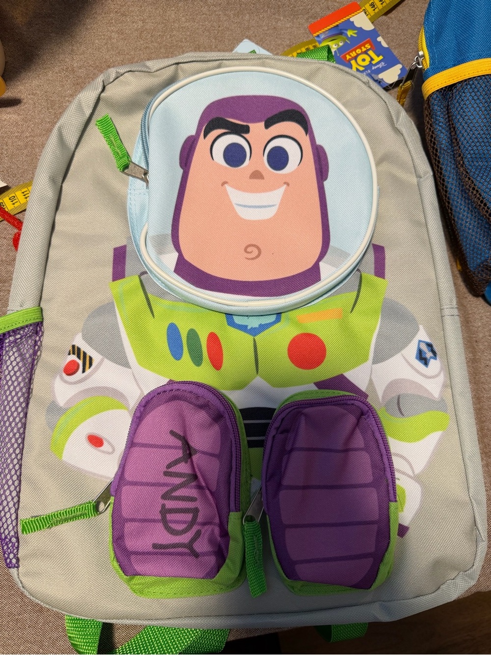Disney Buzz Lightyear Backpack in Purple, Green & Light Blue - Picture 1 of 3